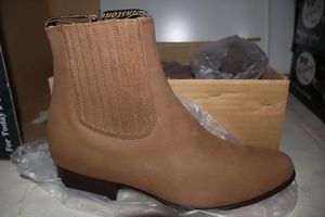 lot 1020 image: Twinstone light brown color, velvety leather with leather sole, short boot, size 8