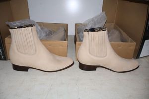 lot 1042 image: Two pairs of short boots size 9.5 velvety leather in bone colors (2 times the money)