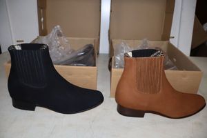 lot 1062 image: Two pairs of short boots size 9.5 velvety leather in brown and black colors (2 times the money)