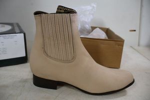 lot 932 image: Twinstone velvety sand color ankle boots, size 10