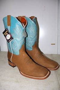 lot 1106 image: Twinstone turquoise and brown color boots, size 12.5