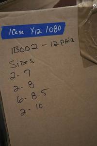 lot 1080 image: 12 pairs of Twinstone boots, bone color, mixed sizes, see photos  (12 times the money)