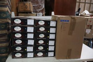 lot 1081 image: 12 pairs of Twinstone boots, brown and bone color, mixed sizes, see photos  (12 times the money)
