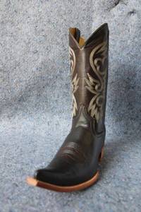 lot 848 image: Old Creek chocolate color boots with pointed toe, size 9.5