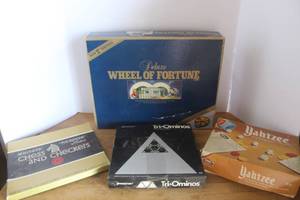 lot 31 image: lot of vintage board games like Deluxe Wheel of Fortune  & Pressman Tri-Ominos board game and many more see pictures for details
