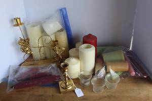 lot 45 image: vintage lot of assorted candles and candle holders