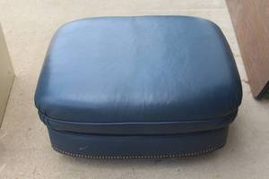 lot 73 image: blue leather ottoman