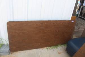 lot 70 image: Wood brown table with metal legs