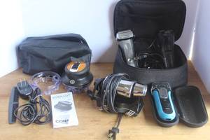 lot 77 image: vintage Oster Stim-U-Lax massager and  Conair Even Cut Cordless Rotary Haircut Kit and more see pictures for details