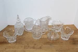 lot 92 image: lot of vintage crystal serving items