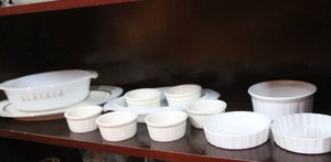 lot 140 image: CorningWare French White fluted round dishes and more see pictures for details