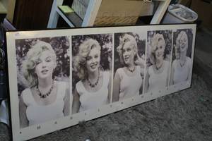 lot 157 image: framed Marilyn Monroe panoramic wall art features a montage of five black and white portraits