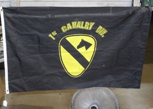 lot 170 image: 1st Cavalry Division flag featuring the iconic black, yellow, and blue insignia