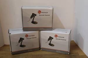 lot 204 image: 3-TaoTronics TT-BS003 USB barcode scanner, often sold with an adjustable stand for hands-free operation