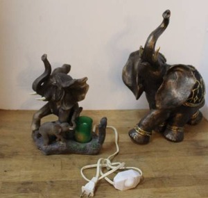 lot 215 image: Elephant night light and elephant figure
