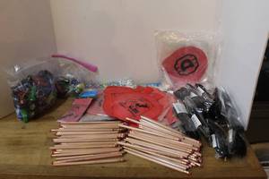 lot 252 image: Keychain flashlights & whoopee cushions & sunglasses & pencils