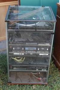 lot 287 image: vintage audio component stereo system housed in a glass cabinet see pictures for details