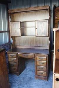 lot 288 image: vintage oak rolltop desk top comes off so its 2 pieces
