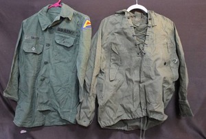 lot 297 image: vintage US Army OG-107 sateen fatigue shirt and more