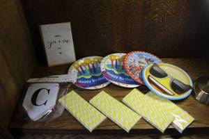 lot 179 image: Plates and paper straws and more see pictures
