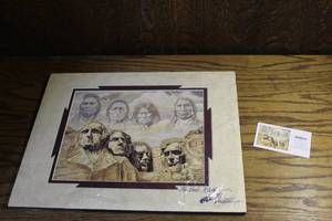 lot 256 image: art print titled Founding Fathers (often called Native Rushmore)