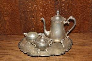 lot 328 image: footed silverplate tea and coffee service set