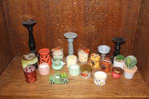 lot 332 image: Candles and holders and much more see pictures for details