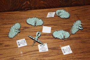 lot 350 image: rustic distressed turquoise metal hardware knobs  pulls