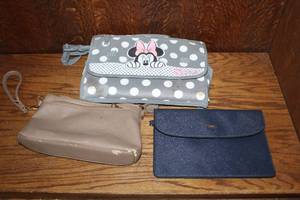lot 369 image: Disney Minnie Mouse grey and white polka dot changing bag and 2 small bags see pictures for details