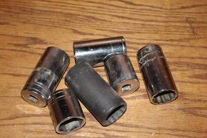 lot 407 image: group of heavy-duty black oxide and chrome steel drive sockets