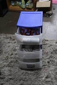 lot 445 image: plastic storage 3-drawer tower with all contents