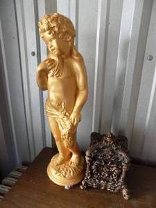 lot 65 image: Rococo style box and Gold 2 foot cherub