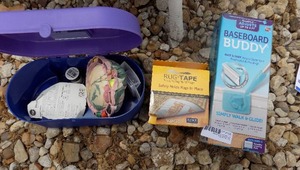 lot 109 image: Baseboard buddy rug tape and assorted sewing notions