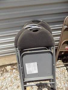 lot 98 image: Padded grey folding chairs x 4