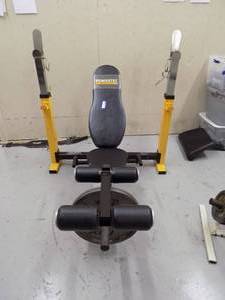 lot 15 image: PowerTecSTRENGTH WORKBENCH OLYMPIC BENCH  W 45LB WEIGHT