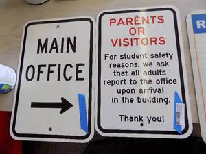 lot 208 image: Metal signs x 2  -Office  &  Parent and students