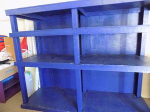 lot 242 image: Wood shelving unit 9x7x 3 bring lift help