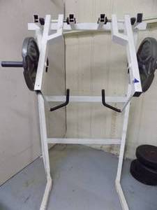 lot 23 image: POWER THRUSTER  PLATE  LOADED  JAMMER MACHINE - W  TWO  - 45LB WEIGHTS