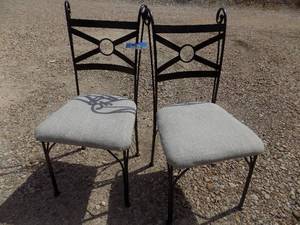 lot 277 image: DINING Metal chairs x 2