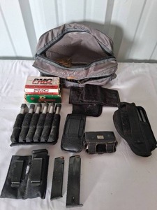 lot 56 image: Big Selection of Ammo, Clips, Holsters----See pics for details