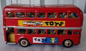 lot 100 image: Chinese Tin Litho Toys Double Decker Friction Bus
