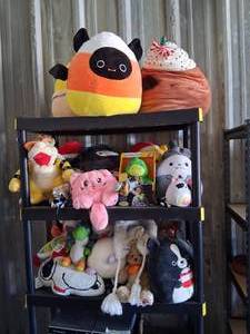 lot 109 image: All Plushes on this Shelf---Squishmallows and More