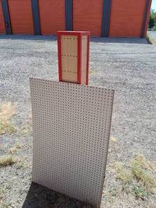 lot 148 image: Rotating Wooden Peg Display with 2 Sheets of Peg Board