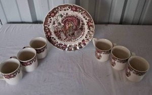 lot 146 image: Johnson Bros. Mugs and Serving Plate