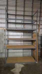 lot 8 image: Industrial Shelving Rack.  Measures 120 x 70 x 30  THIS SHELF MUST BE PICKED UP AFTER 4PM ON SATURDAY AUGUST 1ST