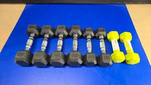lot 12 image: Lot of Dumbell Pairs.  5 lb Up To 7.5 lb