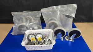 lot 26 image: Large Lot of Heavy Duty Casters.  Includes 2 Sets of 4 Faultless 6 Casters & 1 Set of 3 Casters