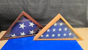 lot 43 image: Lot of 2 Folded American Flags w Case