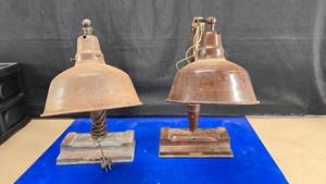 lot 52 image: Lot of 2 1920s Art Decco Apollo Electric Jewelers Lamps