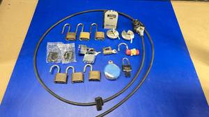 lot 62 image: Large Lot of Locks.  The Padlocks Are Currently Open to the Combo.